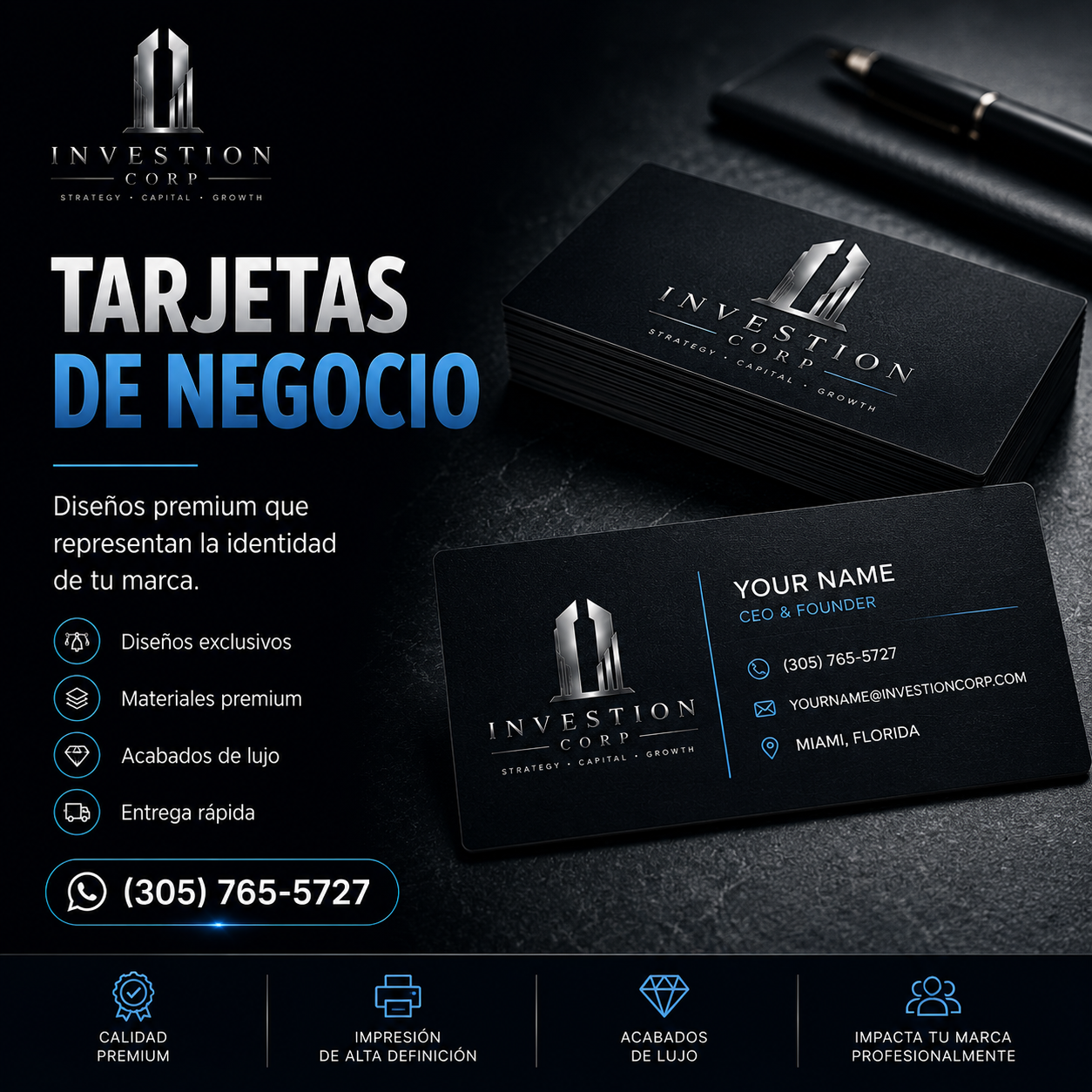 Tarjetas de Negocio Premium | Diseño + Impresión + Envío Incluido